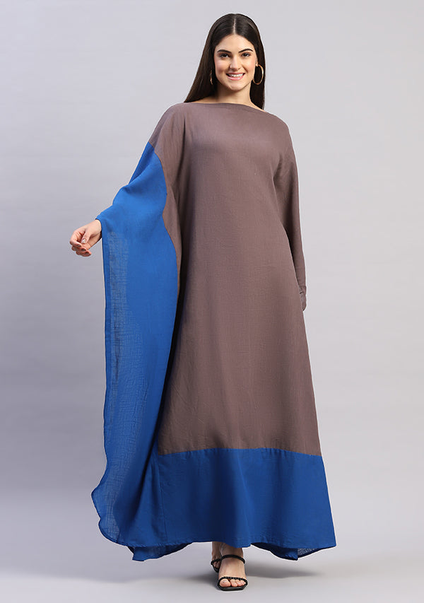 Flowy Grey Royal Blue Cotton Kaftan