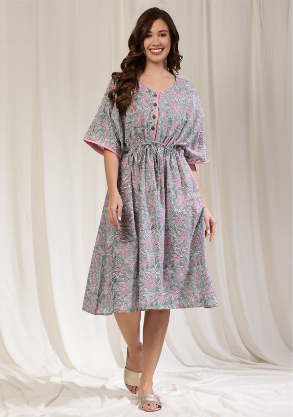 Black Soft Cotton Kaftan Dress For Girls Design by Tjori at Pernia's Pop Up  Shop 2024