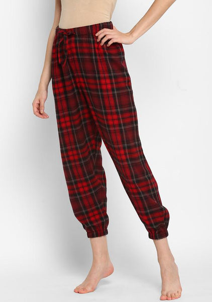 Women's Flannel Jogger Pants - Stars Above™ Red/Black XL