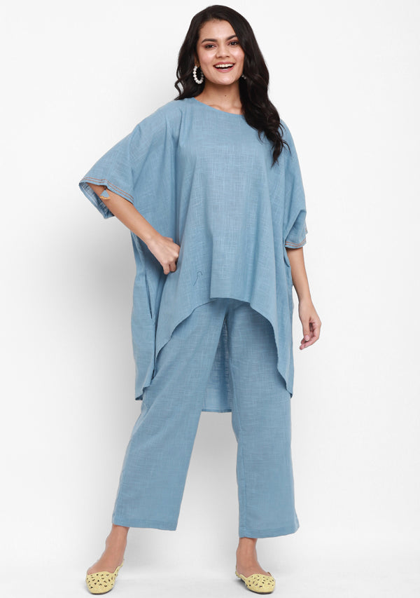 Sky Blue Asymmetric Cotton Tunic - unidra.myshopify.com