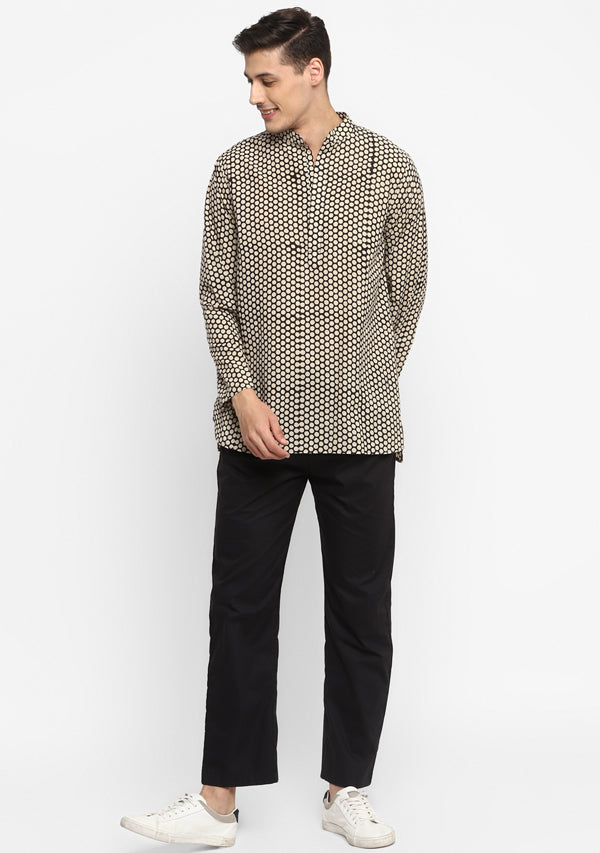 Black Ivory Hand Block Printed Cotton Shirt and Pyjamas For Men - unidra.myshopify.com