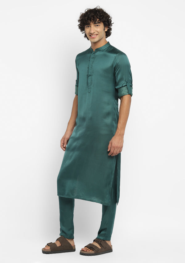 Buy Sea Green Kurta Pajama With Golden Motifs Online @Manyavar - Kurta  Pajama for Men