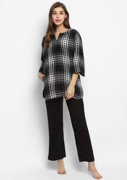 Flannel Black White Check Night Suit - unidra.myshopify.com